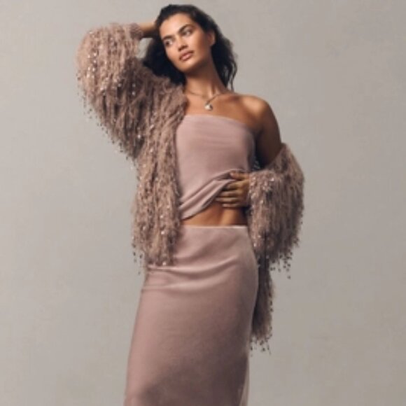 Anthropologie The Tilda Strapless Top: Velvet Edition (Lavander) NEW - Picture 1 of 4